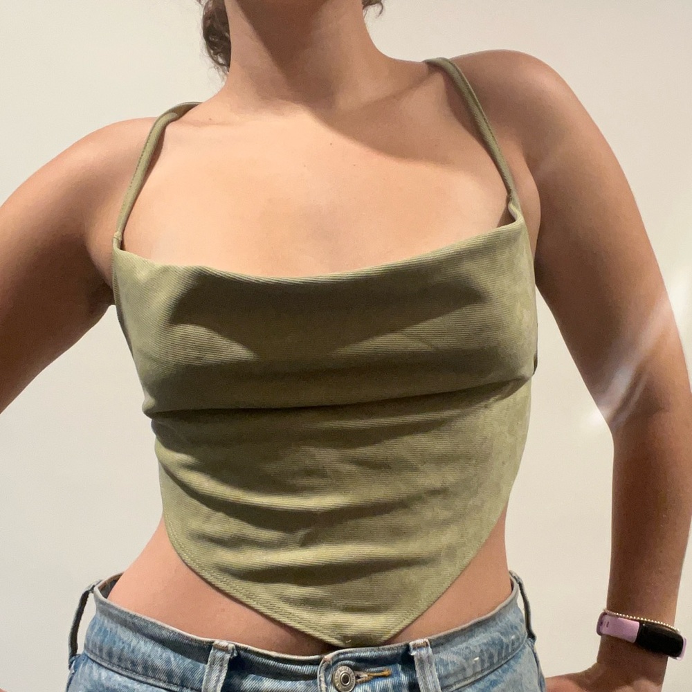 Green Backless Crop Camisole Top